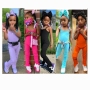 Conyson 2022 summer hot sale Little Girl OEM Fashion Pure Colors Solid Soft Cotton Baby Girls Amour Scrunched stack Jumpsuit