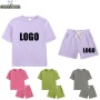 conyson high quality two pieces baby t-shirt short sets cotton outdoors custom logo boys apparel summer kids clothing sweatsuits