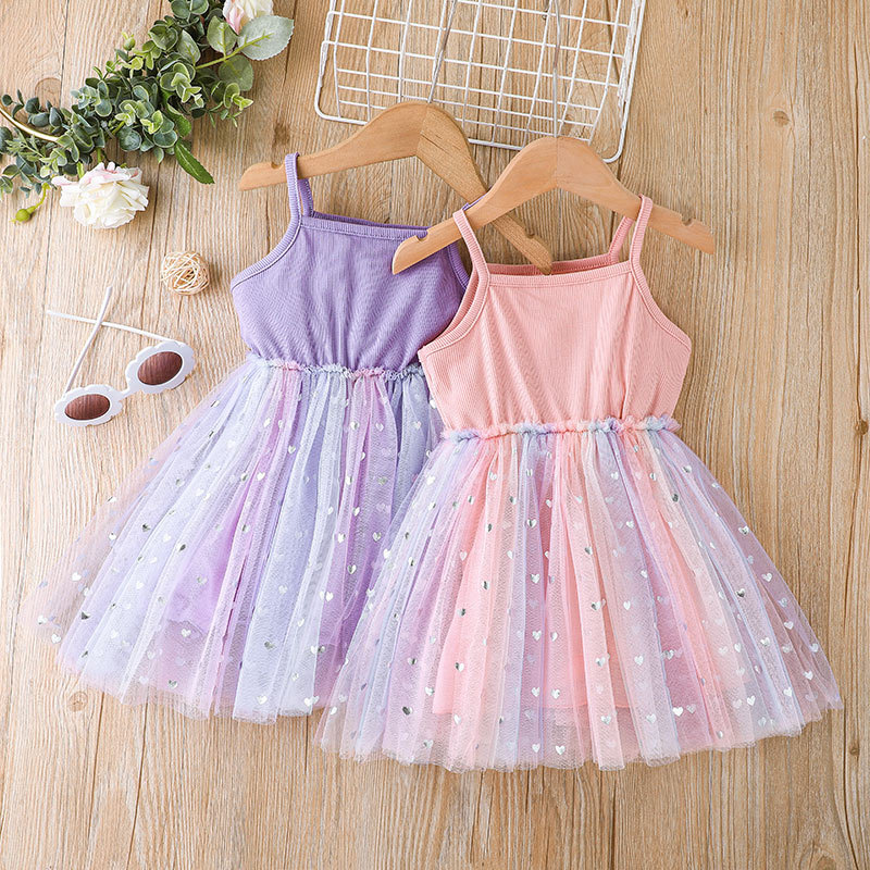 Conyson Wholesale Mesh Vest Dresses Children Girls Casual Dress Boutique Cute Kid Girls Princess Party Fancy Dresses