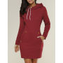 Conyson Spring Autumn New Design Fashion Women Hoodie Dress Solid Color Women Casual Dress Mini Long Sleeves Outfit for Women