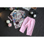 Flower Pattern New Design Boutique Toddler Kids Children Girls Clothes Summer Short Sleeve Suit Sets
