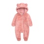 Conyson Stock Lot Solid Long Sleeve Children Clothing Vintage Zipper Outfit Hooded New Born Baby Boy Girl Winter Romper