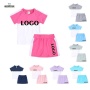 Conyson Summer Custom Logo Designers Short Sleeve Tops+Skirt Sportswear Casual 2pcs Clothing Sets Kids Girl Outfits