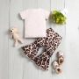 Conyson Baby Girl Clothes Set T-shirt Tops+ Leopard Print Bell-bottomed Pants Flared Pants Outfits Kids Clothes Girls Set