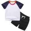 White dark blue + black color matching short T suit