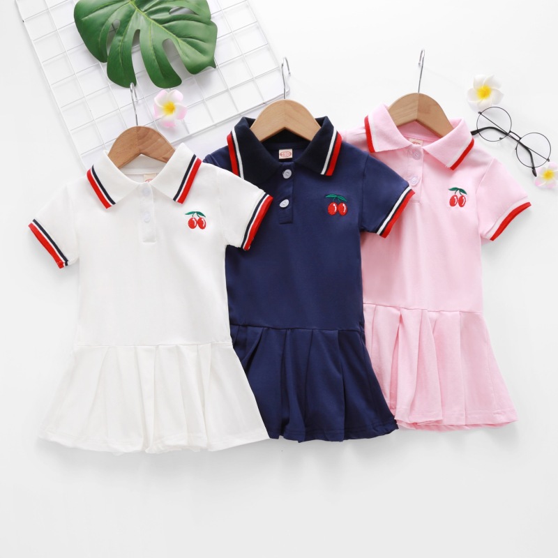 wholesale 2021 summer 2-7 year High quality casual little girls Dress baby print short sleeve cotton ruffle princess girl dress