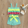 Conyson Wholesale Fashion Boutique Sleeveless Ruffle Cute Top Shorts Summer Girl Clothing Suits Summer Short 3pcs Outfits
