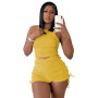 Bulk New Design Shirring 2 Piece Set Workout Summer 2023 Puff Short Cozy Women Jogger Matching Street Sets Women Sexy  Sets