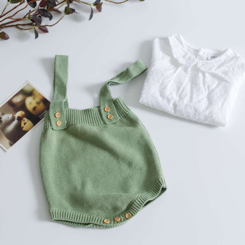Conyson High Quality New Baby Unisex Spring Autumn Clothes Set Knitted Romper Triangle Crotch Button Jumpsuit 2Pcs Clothes Set