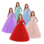 high quality popular hot sale 5 pure colors Girl Princess Dress Kids o-neck Lace Half Sleeve Flower Girls party Dresses