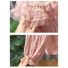 Conyson New Arrival Sweet Lapel Lace Blouse And Jeans 3 to 8 Years Old Kids Girls Fashion Size Two Piece Spring Autumn Sets