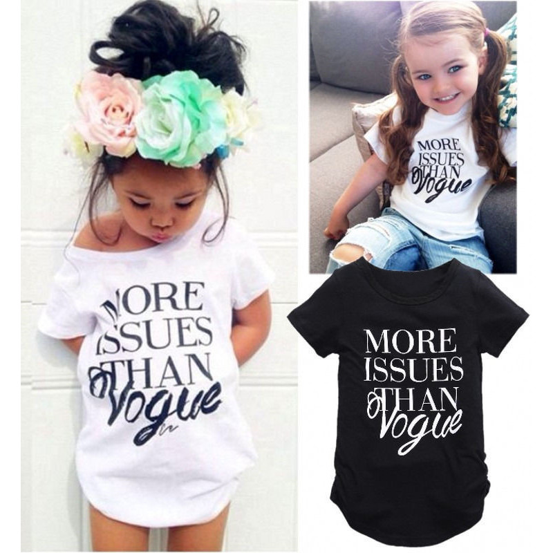 Summer New Children Solid Color Short-sleeved Letter Print T-shirt Girls Popular Design Young Girl Baby T-shirt Top Clothing