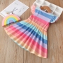 Conyson New Newborn Baby Clothes Girl Dress Summer Kids Clothing Cotton Rainbow Striped Halter Sleeveless Princess Vest Dresses