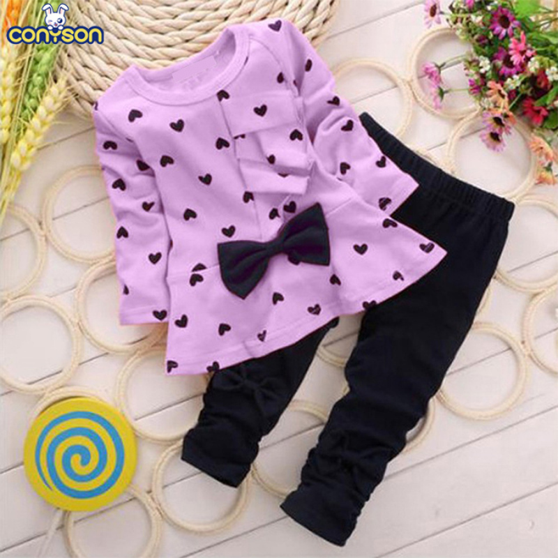 Conyson Custom Spring Autumn Outfits Dress +Pants 2Pcs Cute Baby Girl Clothes Kids Casual Wear Skirt Flounces Clothing Set
