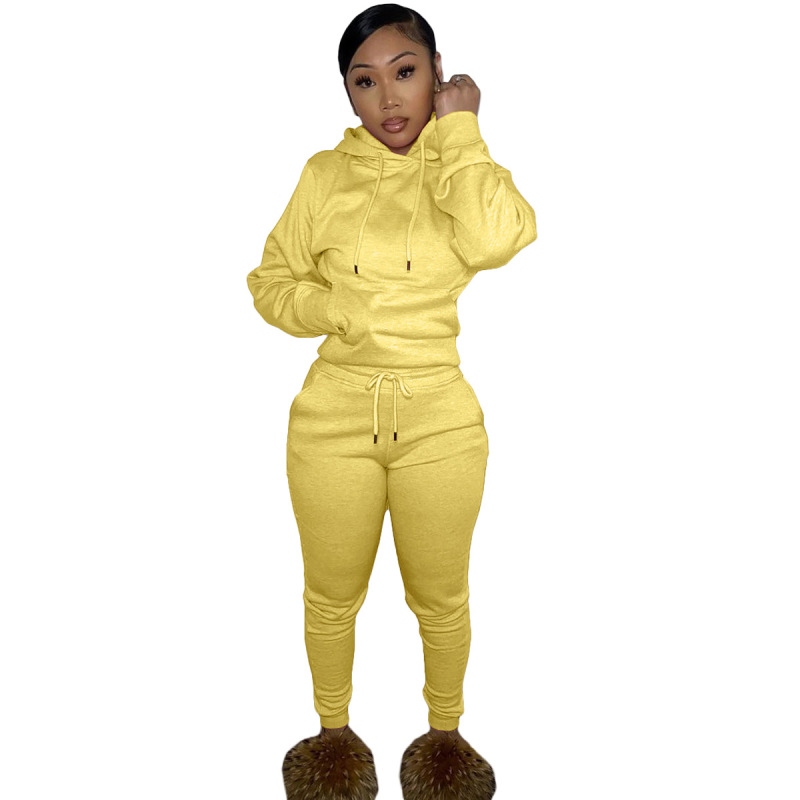 Custom Logo Long Sleeve Hat Top Fit Pants And High Quality Cotton Two Piece Set Women Clothing Gym Joggers And Hoodie Set
