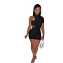 Custom Summer Solid Color Women Bodysuit Strapless Split Pants Two Piece Sets Irregular Casual Style Jumpsuit