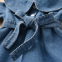 Fashion girls clothing Long Sleeve Button A-Line Sustainable Turtleneck Cute Girl Denim Dress For Kids
