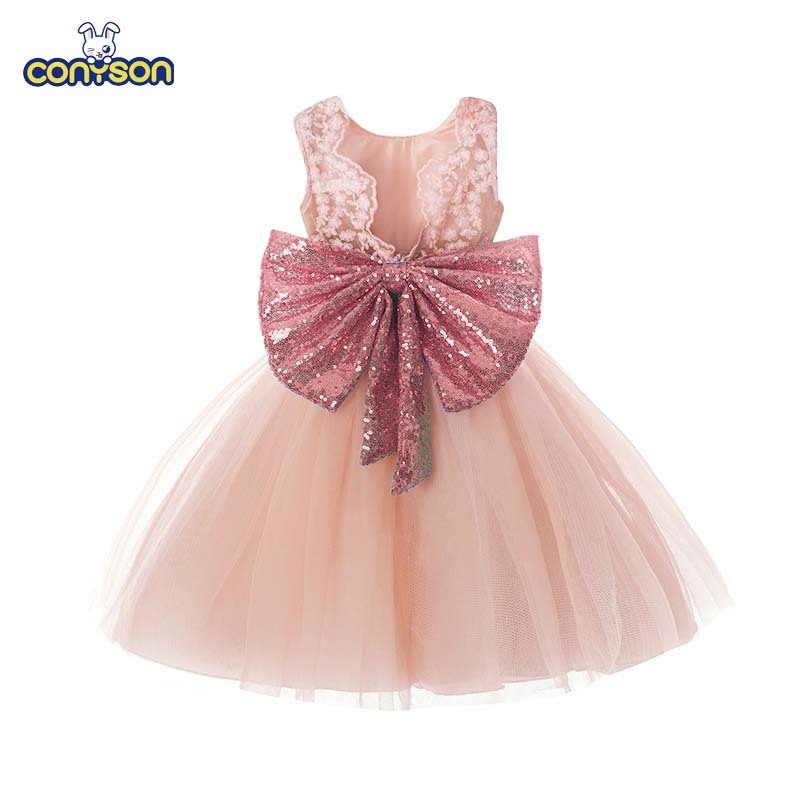 Conyson Christening Gowns Children Evening Dress Princess Dresses Mesh Gorgeous Elegant Wedding Party dresses for Little Girls
