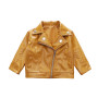 Conyson high quality korea fashion boutique fall kids girls designers solid clothes PU leather winter clothing wholesale jacket