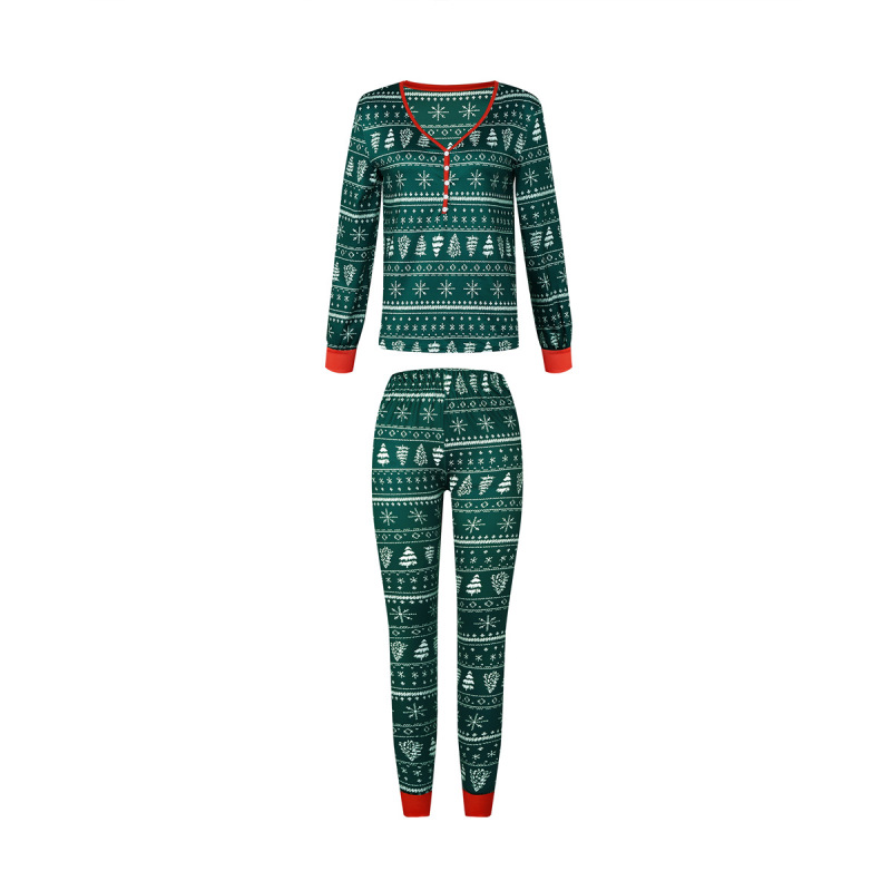 New Christmas Mommy And Me Sets  Matching Outfit Santa Tree Print Pajamas Set Casual Loose Sleepwear Family Clothes Sets