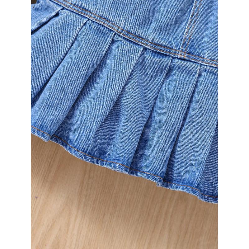 Conyson Boutique Children's Girls Clothes Sets Solid Top Jean Skirt With Hat 3 Piece Clothes Suits Spring Little Girl Outfits