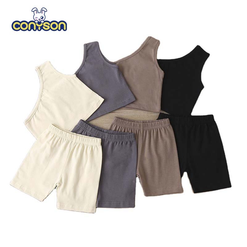 2021 Summer Kids Girls Clothing Sets Rompers Flower Tops Girl Suspenders Clothes One-shoulder Vest Shorts Baby Clothes