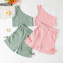 Conyson New Fashion Baby Summer Clothing little girls Suit Clothes Sleeveless Top Shirt Short Pants 2 Pcs Set Outfit baby Set
