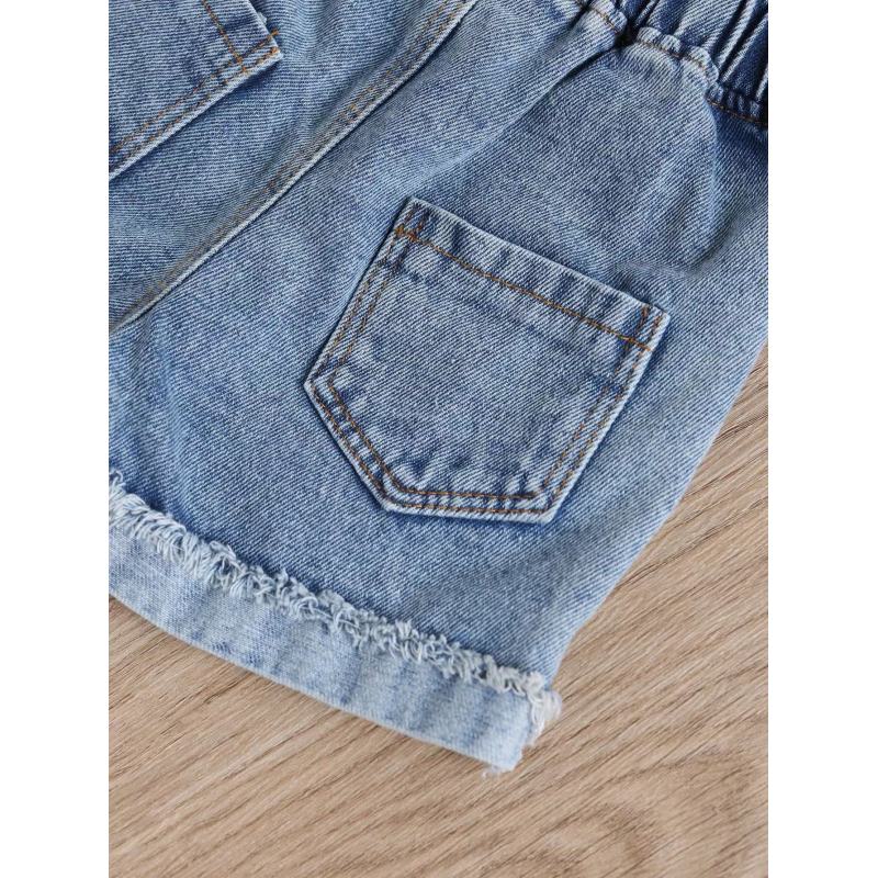 Conyson New Summer Girl's Jacquard Short Sleeve Shirts + Jean Shorts 2Pcs Princess Baby Girl Clothes Sets