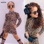 Conyson Infant Baby Girls Spring Casual Dress Leopard Zebra Print Mock-Neck Long Sleeves Outfit Little Girls Knee-Length Dresses