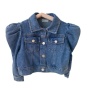 New Autumn Baby To Toddler Single Breasted Girl Puff Sleeve Baby Girls Jackets Denim Puffer Coat