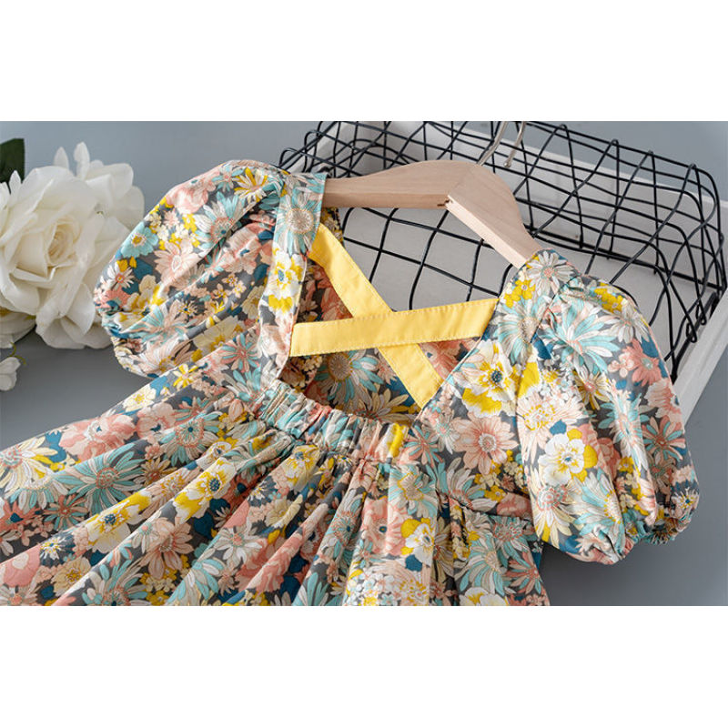 Conyson Wholesale Kids Clothes New Summer Baby Girls Dress Print Floral Bow Dresses For Girls Fashion Princess Girls' Children C