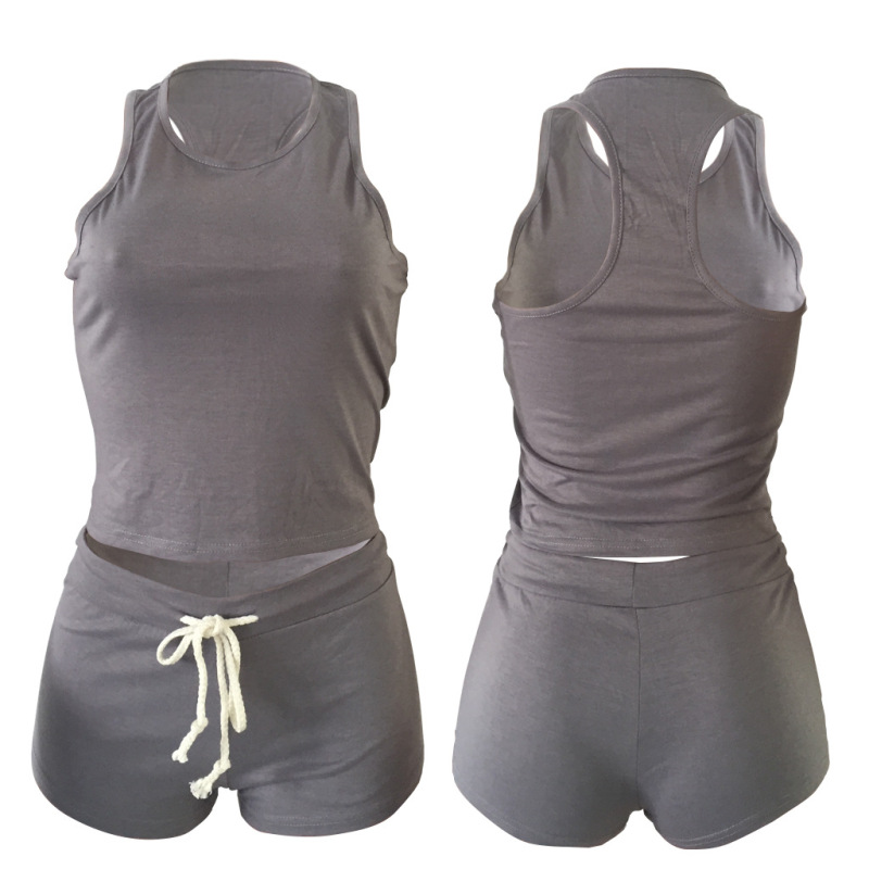 Conyson hot sale summer Custom logo Made Outdoor women's short Clothes sport suit clothing two-piece adult tank top shorts Sets