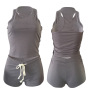 Conyson hot sale summer Custom logo Made Outdoor women's short Clothes sport suit clothing two-piece adult tank top shorts Sets