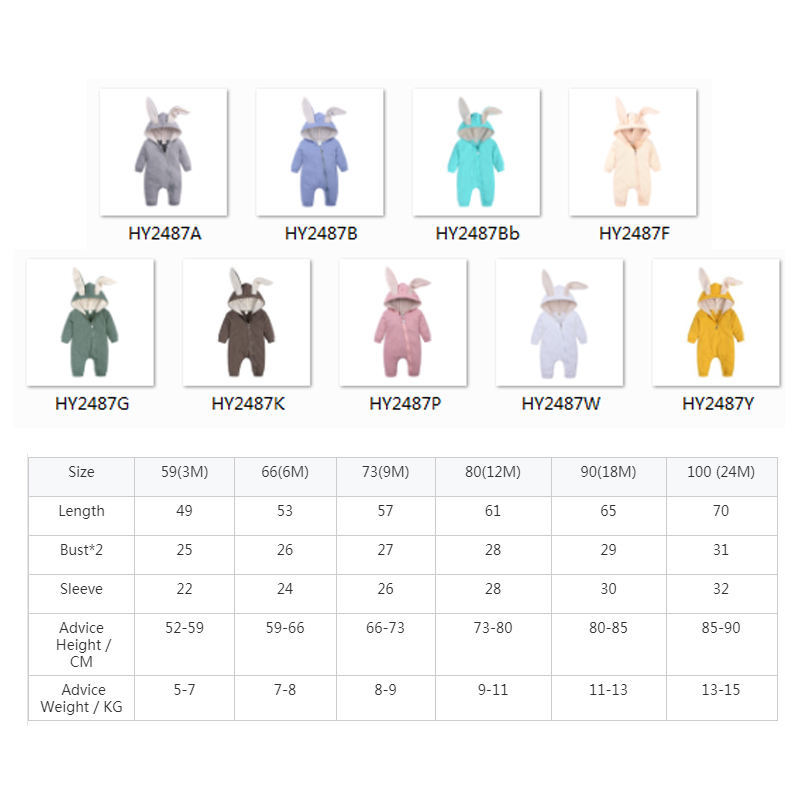 Conyson Wholesale Newborn Baby Girls Boys Cotton Knitted Long Sleeve Jumpsuit Rabbit Ear Baby Clothes Romper