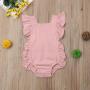 Conyson Wholesale Kids Baby Clothes Summer Sleeveless Candy Color Newborn Infant Baby Girl Solid Ruffle Romper Jumpsuit Outfits