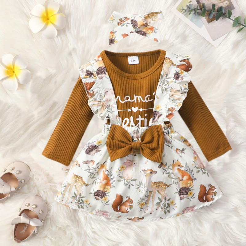 Baby Print Clothing Spring summer Girls cotton clothing casual Short Sleeve girls kids cotton clothes Set
