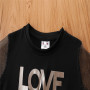 Conyson Wholesale Summer Casual Girl 2pcs Outfits Short Sleeves Mesh Black Letter Print Girls Star Sequins Tutu Dresses