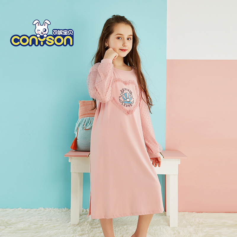 Conyson New Flower kids Fashion dress Lace Kids For Girl Summer long sleeve girls dress