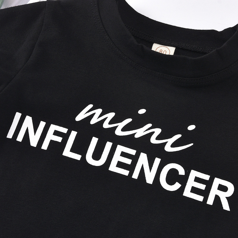 Summer Alphabetic T-shirt Jean Skirt Girls Clothing Sets Short Sleeve Worsted Children Girl Clothes Set Letter Pattern