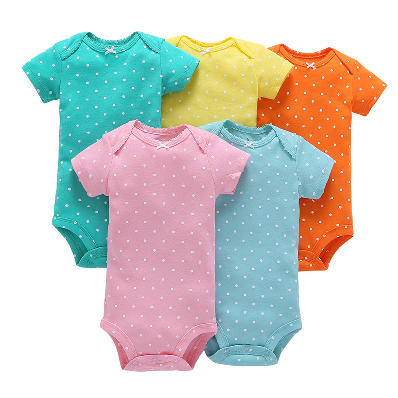 High Quality Short-Sleeve 5Pieces Baby Bodysuit Set Import Baby Clothes From China
