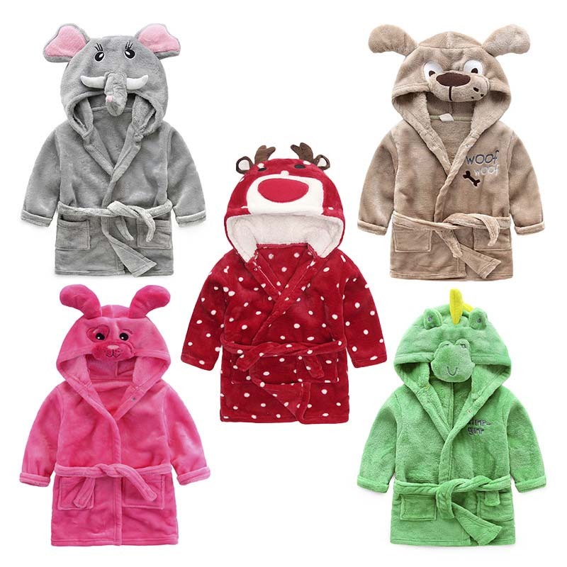 Wholesale 100% Polyester Flannel Fleece Cartoon Winter Sleepwear Onesie Pajamas Baby Animals Bathrobe Children Kids Bathrobe