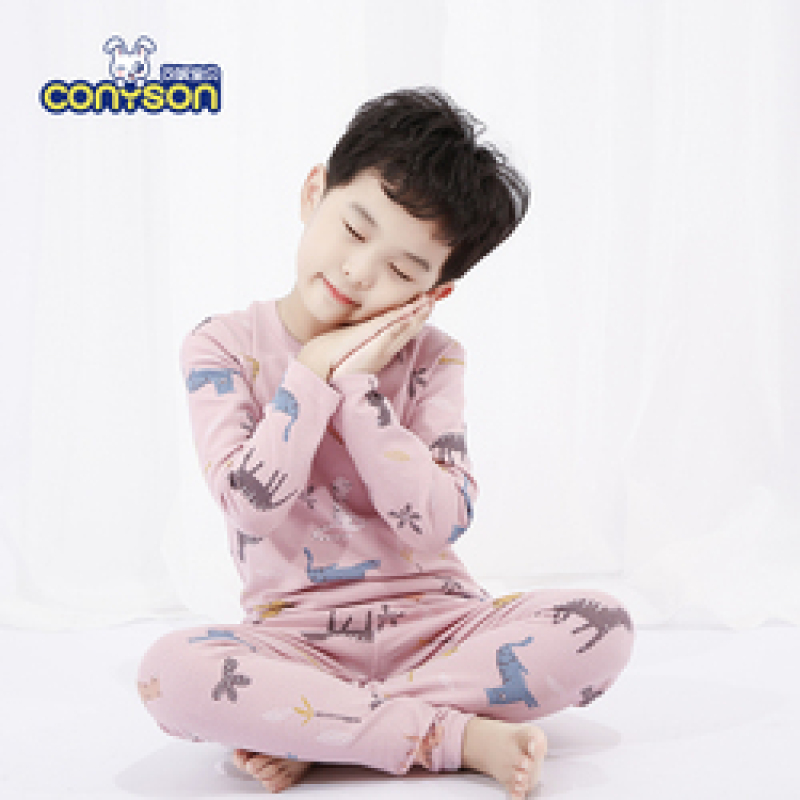 wholesale spring baby clothing cotton Long Sleeve Knitted boys Cartoon soft Girls' Sleepwear Set kids pajamas
