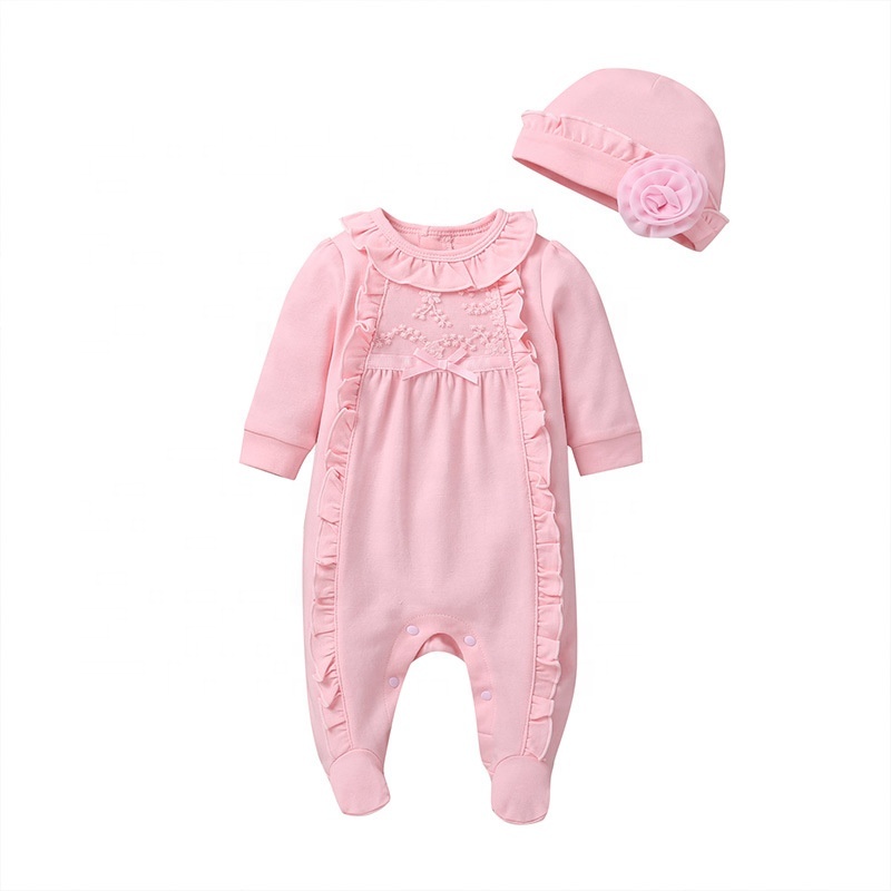 Wholesale Price Baby Clothing Spring Girls Footwear Jumpsuit Baby Climbing Suit With Hat