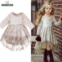 Conyson European and American New Children's Clothing Kids Dress Fishtail Skirt Spring Long Sleeve Cotton Dress for Baby Girls