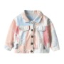 Conyson Hot Sale Multi-color Neutral Tie-dye Kids Clothing New Designer Children's Lapel Long Sleeves Denim Jacket for Baby Boys