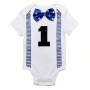 Conyson Summer Short Sleeve Gentleman Bowknot 12 Months Boy Outfits First Birthday Party Toddler Baby Boys Printed Rompers