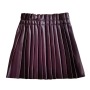 Conyson New design Summer Baby Girls Pu Leather Solid Pleated Skirt Elastic Waist Short Skirts pleated skirt