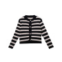 Conyson organic kids clothes spring personalized kids-designer-clothes vintage velvet core yarn striped knitted girls coat