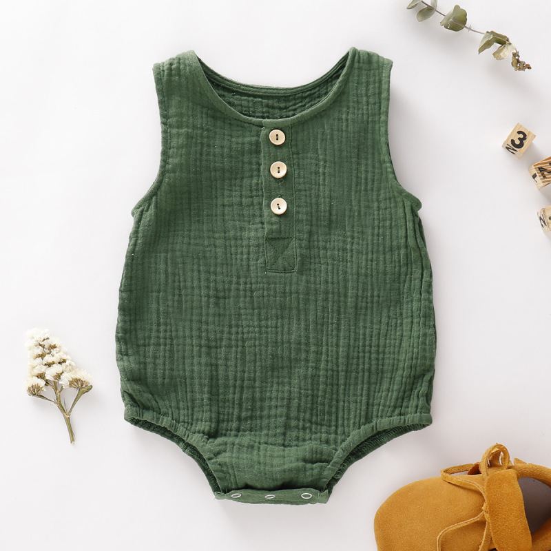 Newborn Sleeveless Soft Linen Baby Jumpsuit Boutique Newborn Jumpsuit Rompers