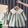 Conyson Stock Lots 3-8 Year Old Long Sleeve Frocks Designs Turn-down Collar Kids Flower Princess Fancy Baby Girls Casual Dress